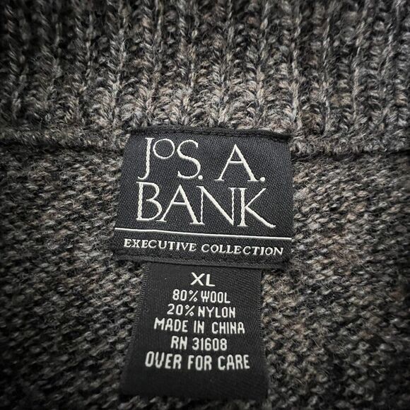 Jos A Bank Sweater Gray Pull Over XL Executive Collection Wool Blend - Picture 4 of 6